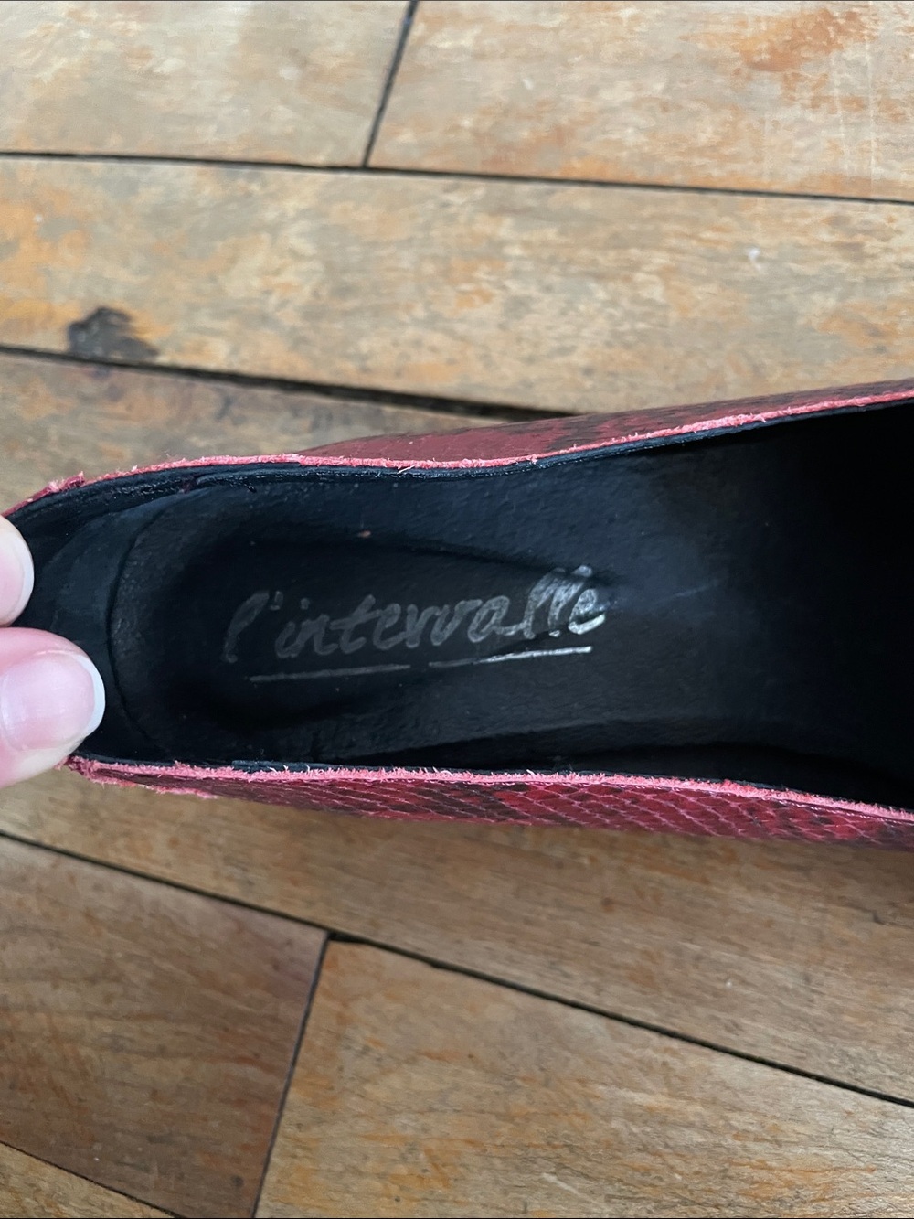L’intervalle red and black snake skin print leather pumps- size 38/7.5 - Picture 8 of 12
